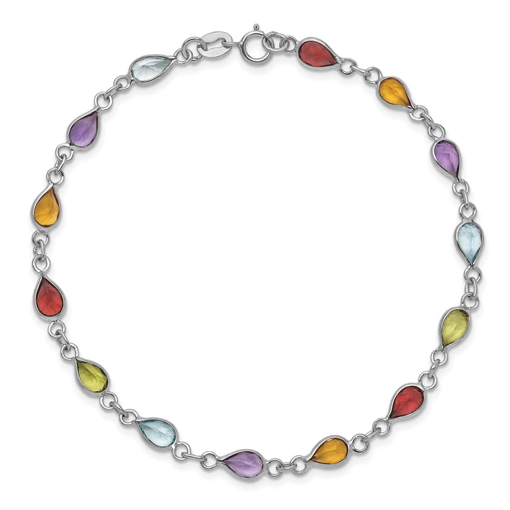 Lovely Rita's Bracelets Silver Polished Rainbow Gemstone Bracelet