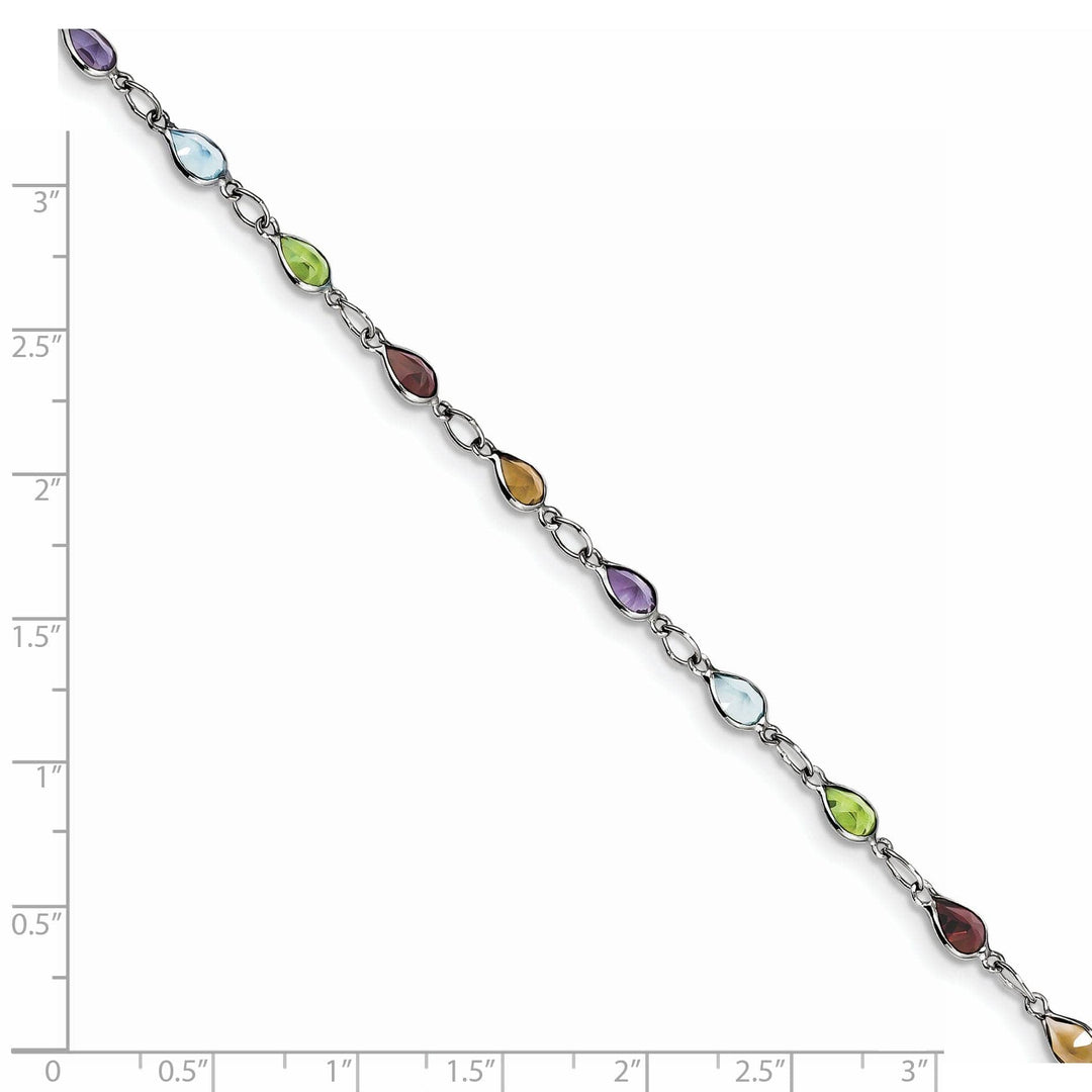 Lovely Rita's Bracelets Silver Polished Rainbow Gemstone Bracelet
