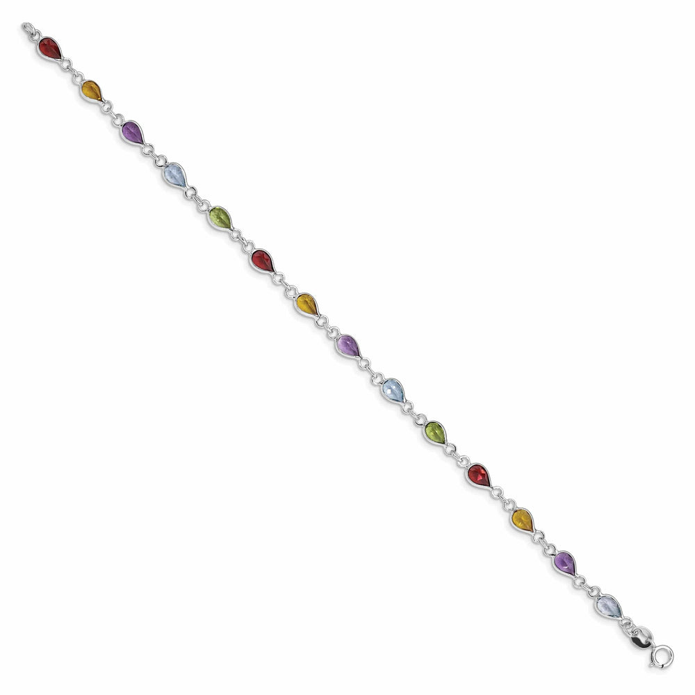 Lovely Rita's Bracelets Silver Polished Rainbow Gemstone Bracelet