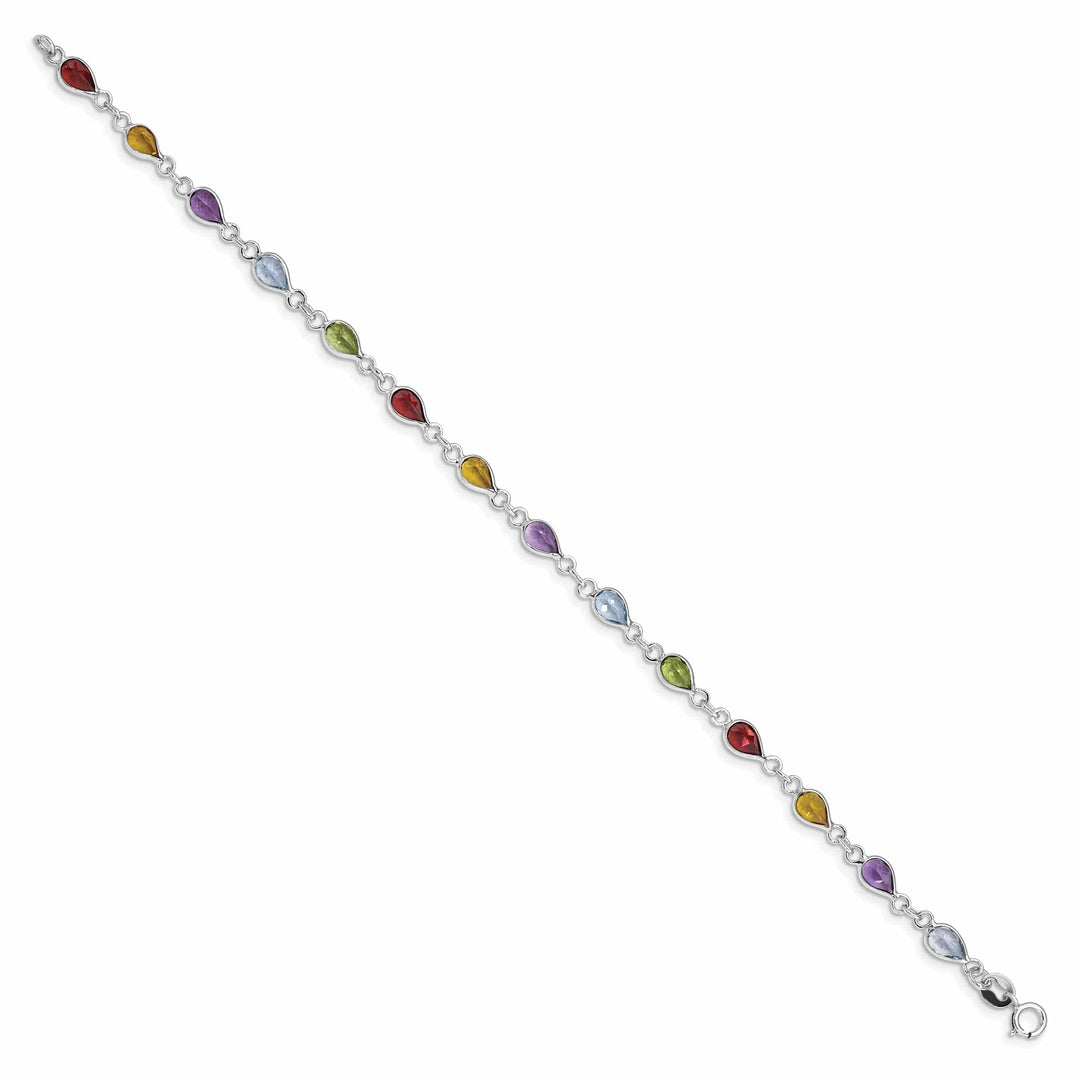 Lovely Rita's Bracelets Silver Polished Rainbow Gemstone Bracelet