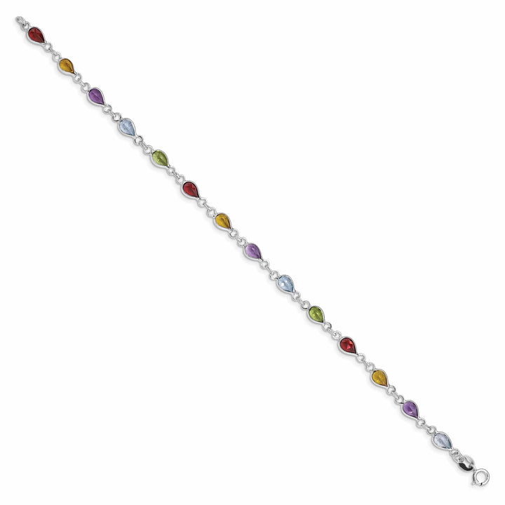 Lovely Rita's Bracelets Silver Polished Rainbow Gemstone Bracelet