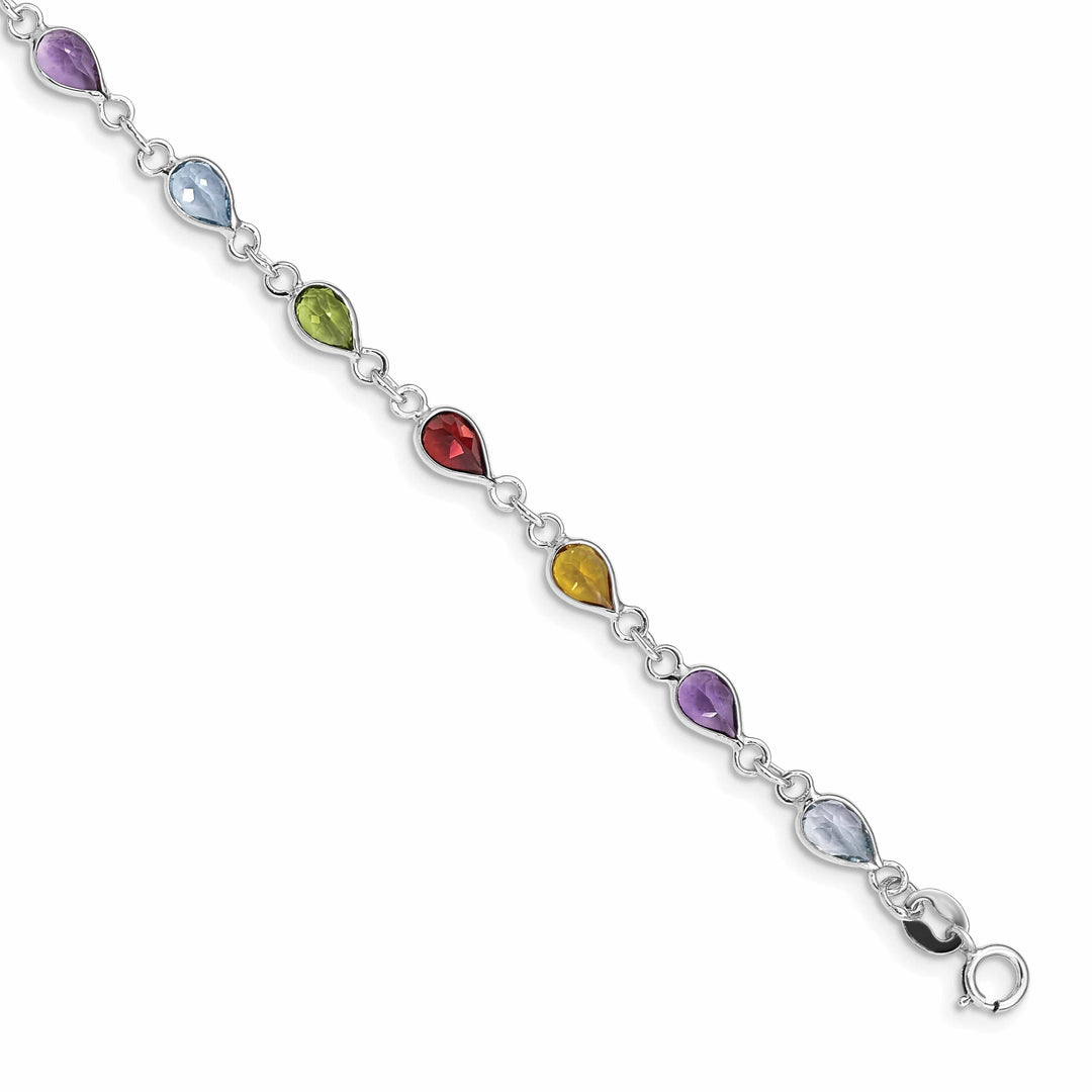 Lovely Rita's Bracelets Silver Polished Rainbow Gemstone Bracelet