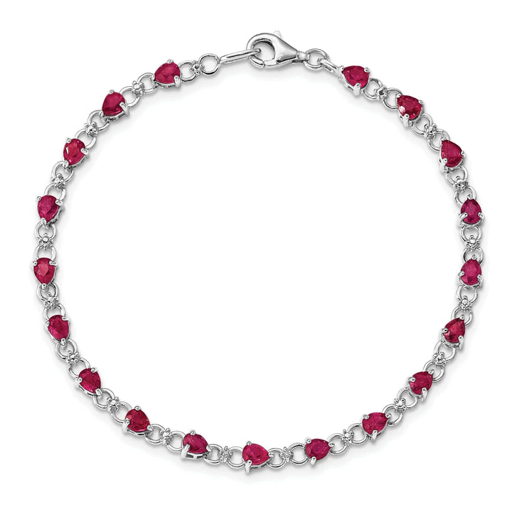 Lovely Rita's Bracelets Silver Polished Ruby Round Diamond Bracelet