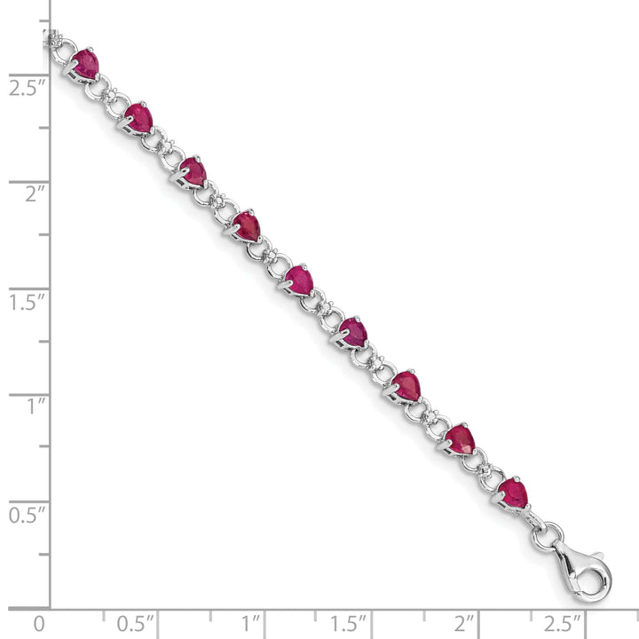 Lovely Rita's Bracelets Silver Polished Ruby Round Diamond Bracelet