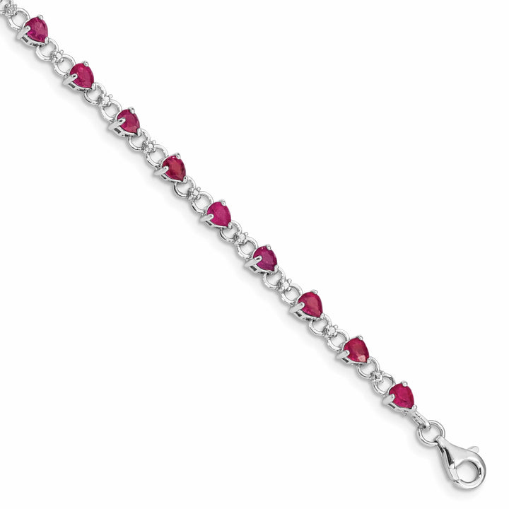 Lovely Rita's Bracelets Silver Polished Ruby Round Diamond Bracelet