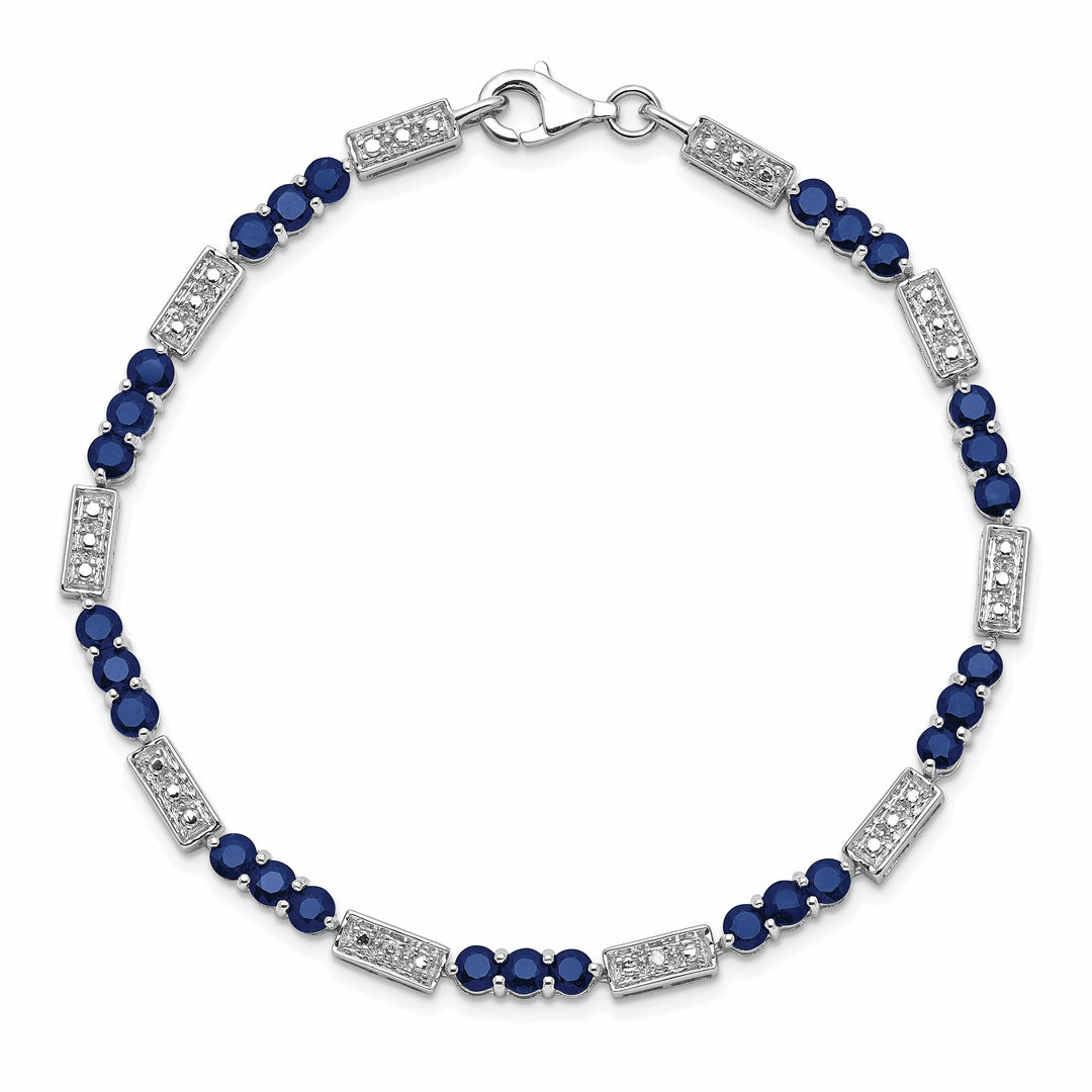 Lovely Rita's Bracelets Silver Polished Sapphire Round Diamond Bracelet