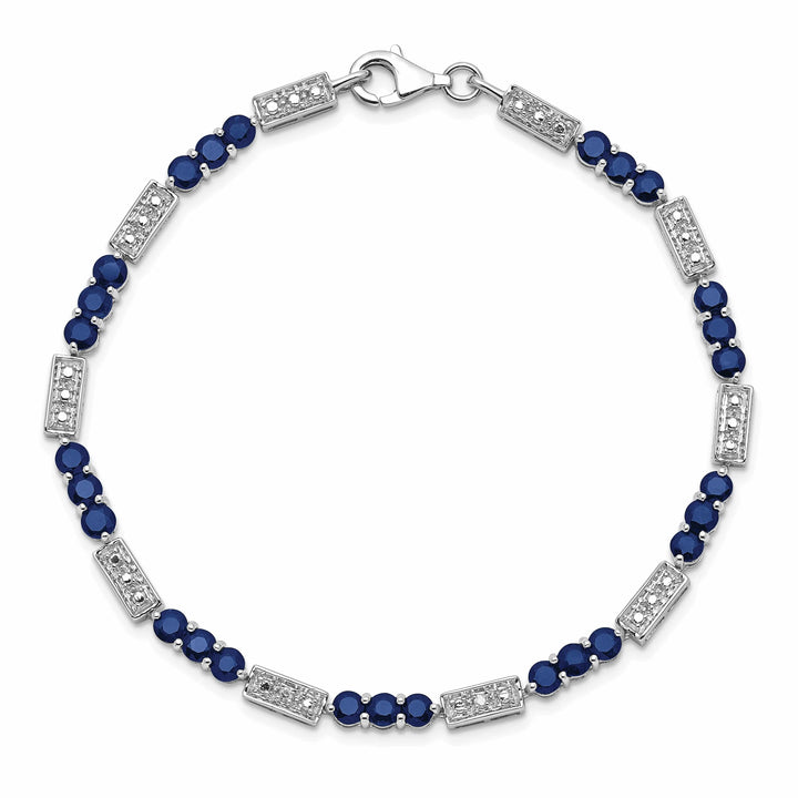 Lovely Rita's Bracelets Silver Polished Sapphire Round Diamond Bracelet