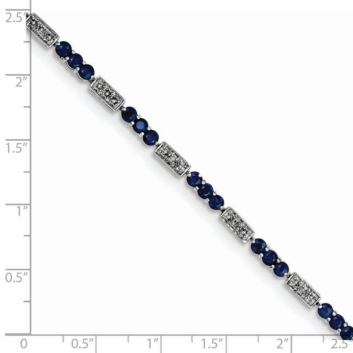 Lovely Rita's Bracelets Silver Polished Sapphire Round Diamond Bracelet