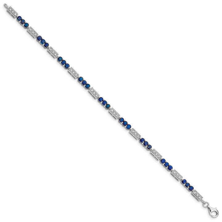 Lovely Rita's Bracelets Silver Polished Sapphire Round Diamond Bracelet