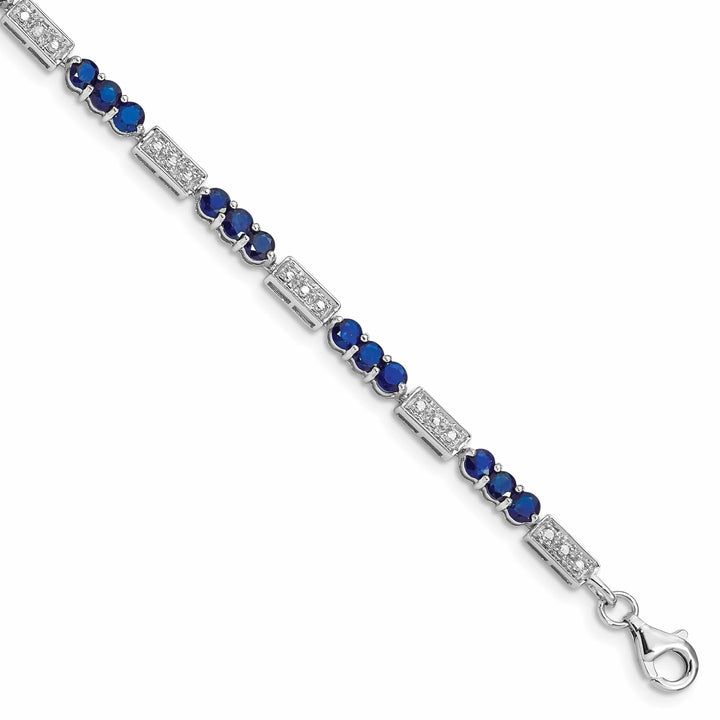 Lovely Rita's Bracelets Silver Polished Sapphire Round Diamond Bracelet