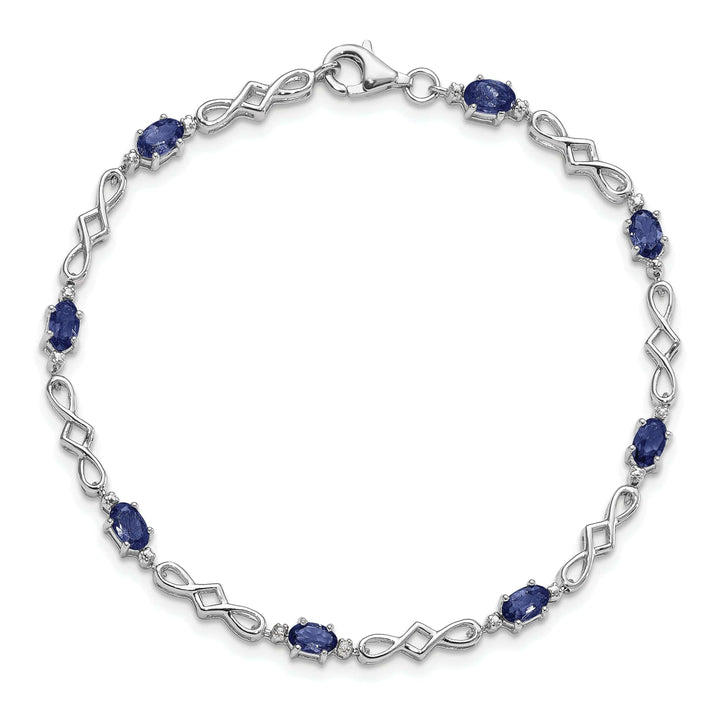 Lovely Rita's Bracelets Silver Polished Sapphire Round Diamond Bracelet