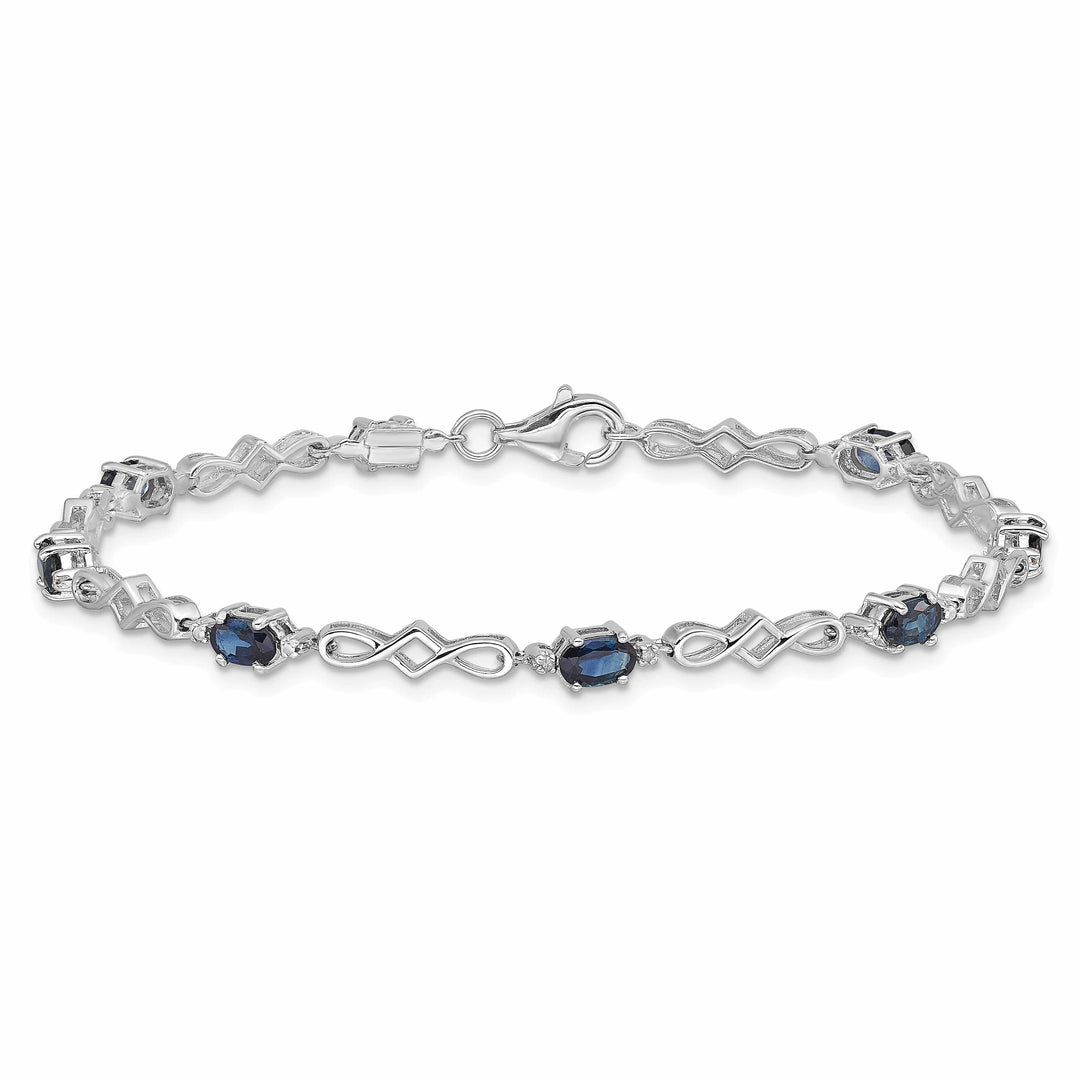 Lovely Rita's Bracelets Silver Polished Sapphire Round Diamond Bracelet