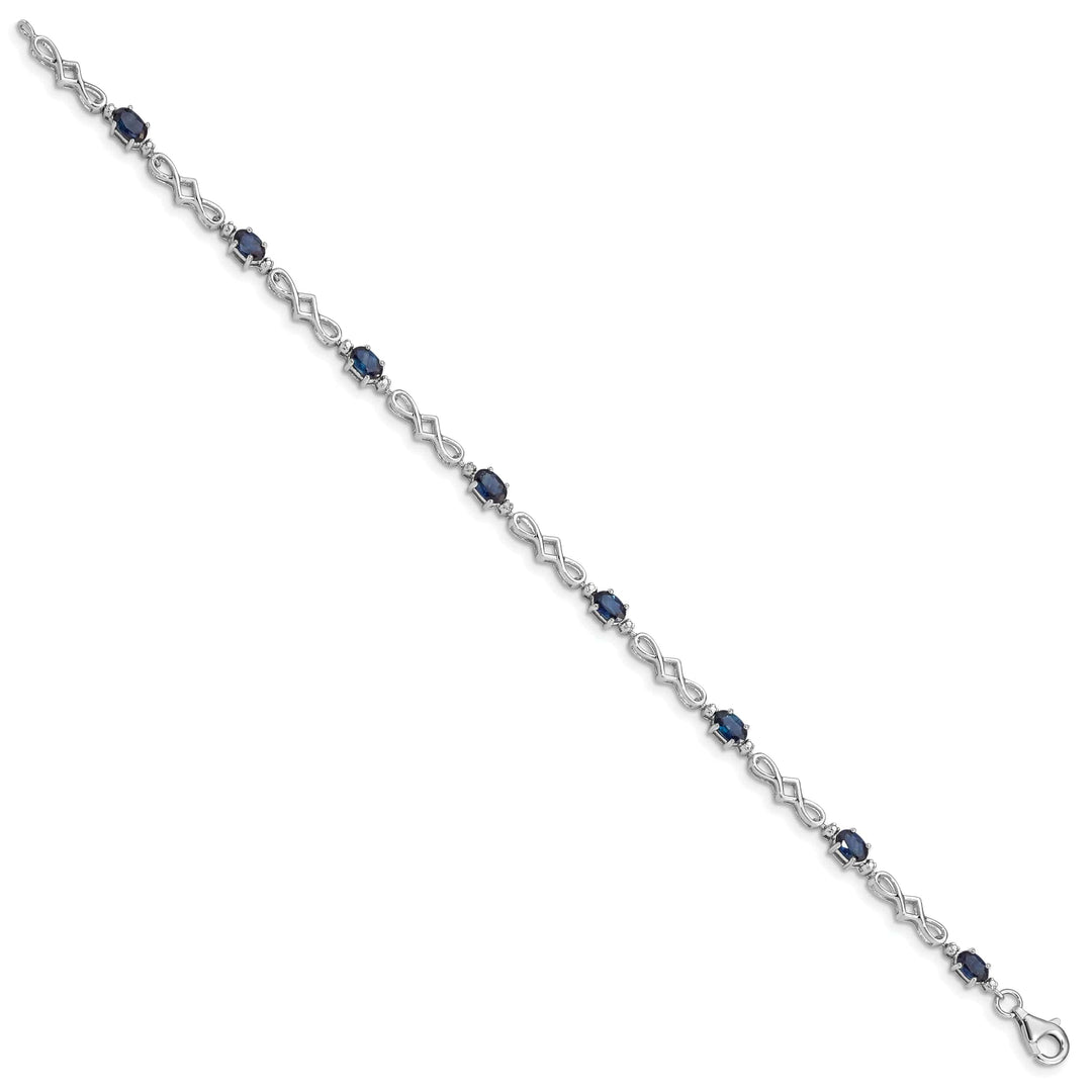 Lovely Rita's Bracelets Silver Polished Sapphire Round Diamond Bracelet