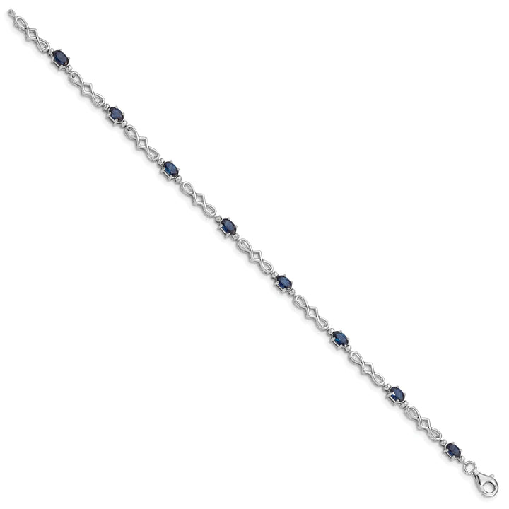 Lovely Rita's Bracelets Silver Polished Sapphire Round Diamond Bracelet