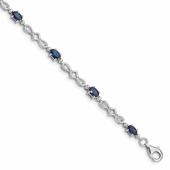 Lovely Rita's Bracelets Silver Polished Sapphire Round Diamond Bracelet