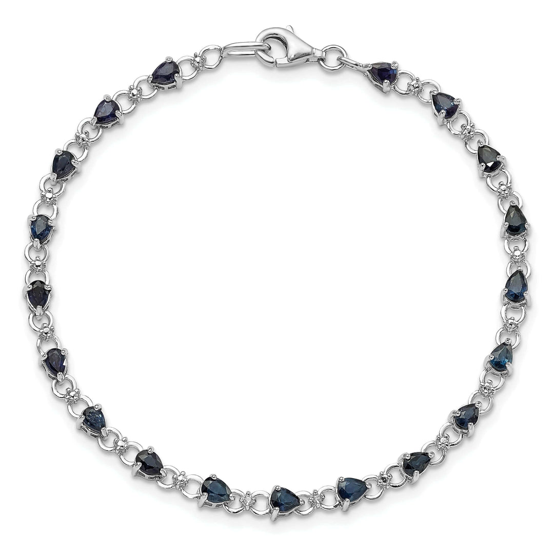 Lovely Rita's Bracelets Silver Polished Sapphire Round Diamond Bracelet