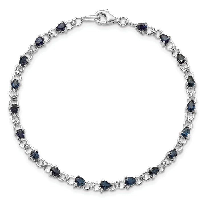 Lovely Rita's Bracelets Silver Polished Sapphire Round Diamond Bracelet