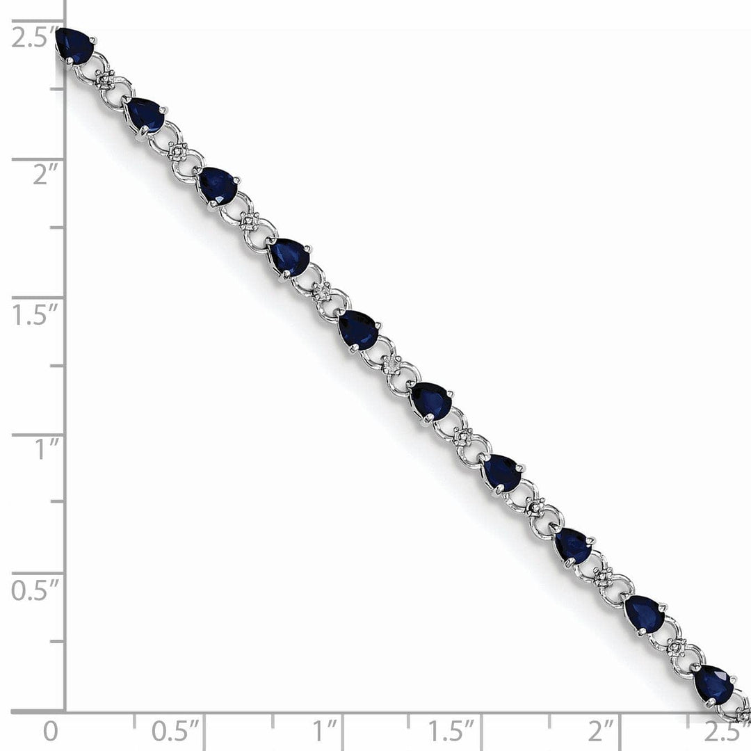 Lovely Rita's Bracelets Silver Polished Sapphire Round Diamond Bracelet