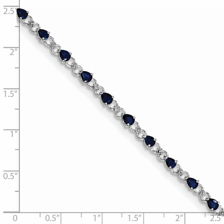 Lovely Rita's Bracelets Silver Polished Sapphire Round Diamond Bracelet