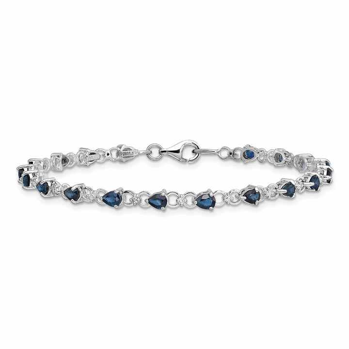 Lovely Rita's Bracelets Silver Polished Sapphire Round Diamond Bracelet
