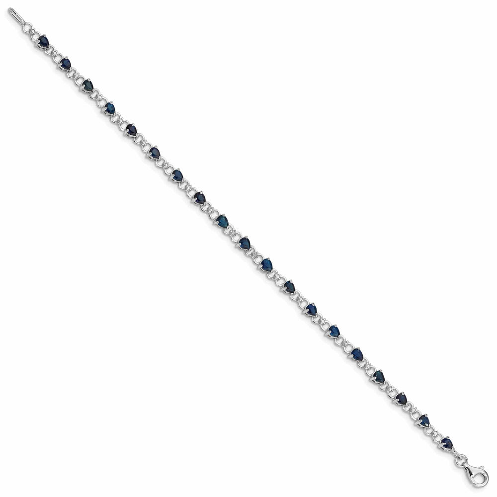 Lovely Rita's Bracelets Silver Polished Sapphire Round Diamond Bracelet