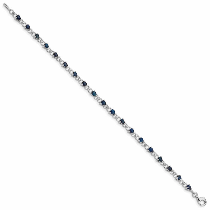 Lovely Rita's Bracelets Silver Polished Sapphire Round Diamond Bracelet