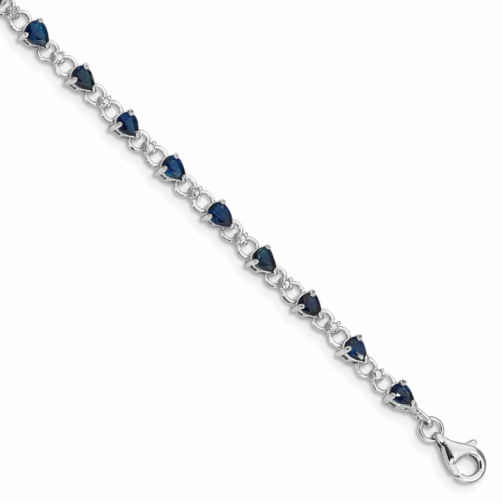 Lovely Rita's Bracelets Silver Polished Sapphire Round Diamond Bracelet