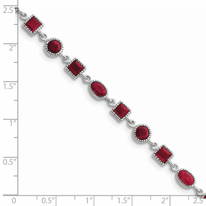 Lovely Rita's Bracelets Silver Polished Texture Finish Ruby Bracelet