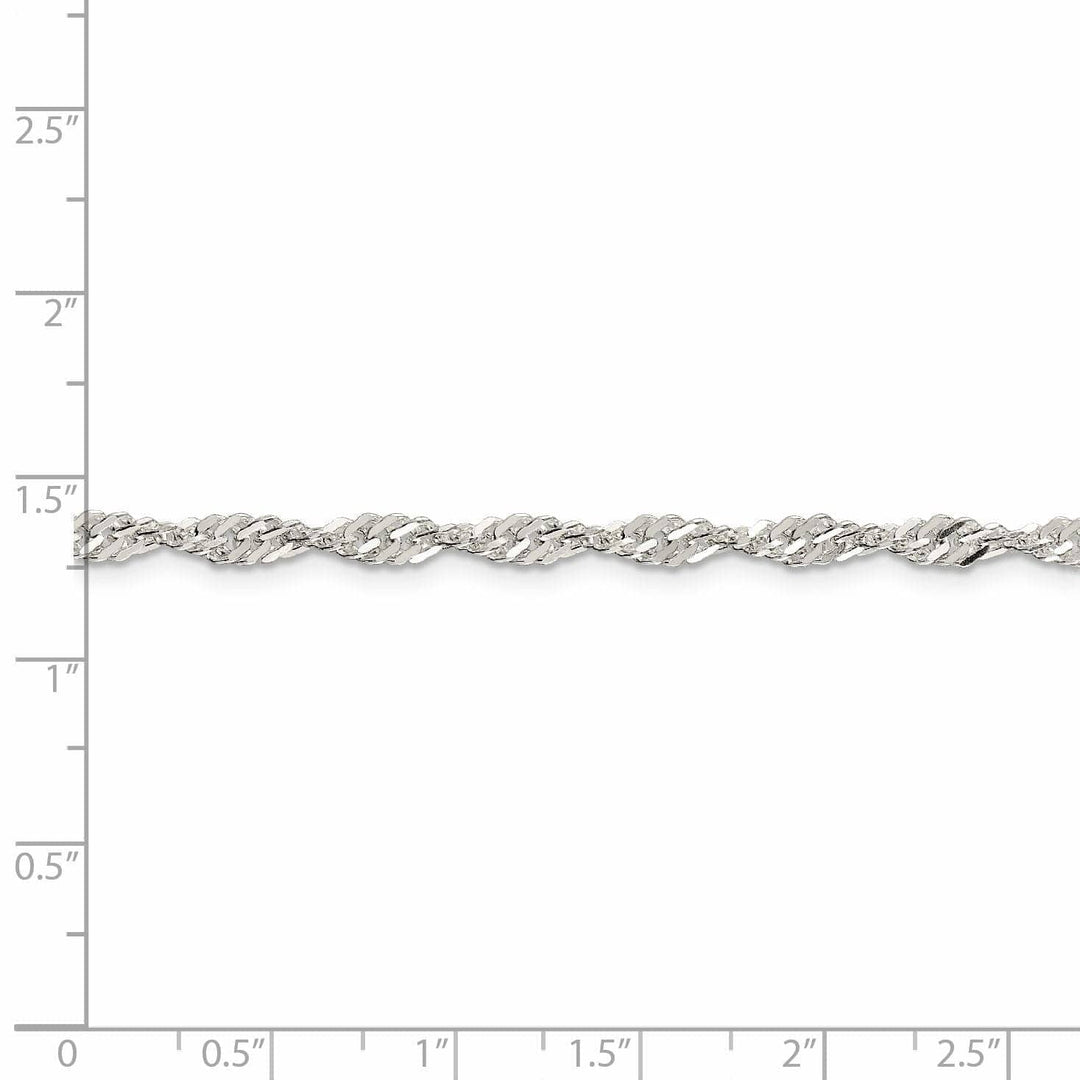 Lovely Rita's Bracelets Silver Polished Twisted 3.50mm Singapore Chain