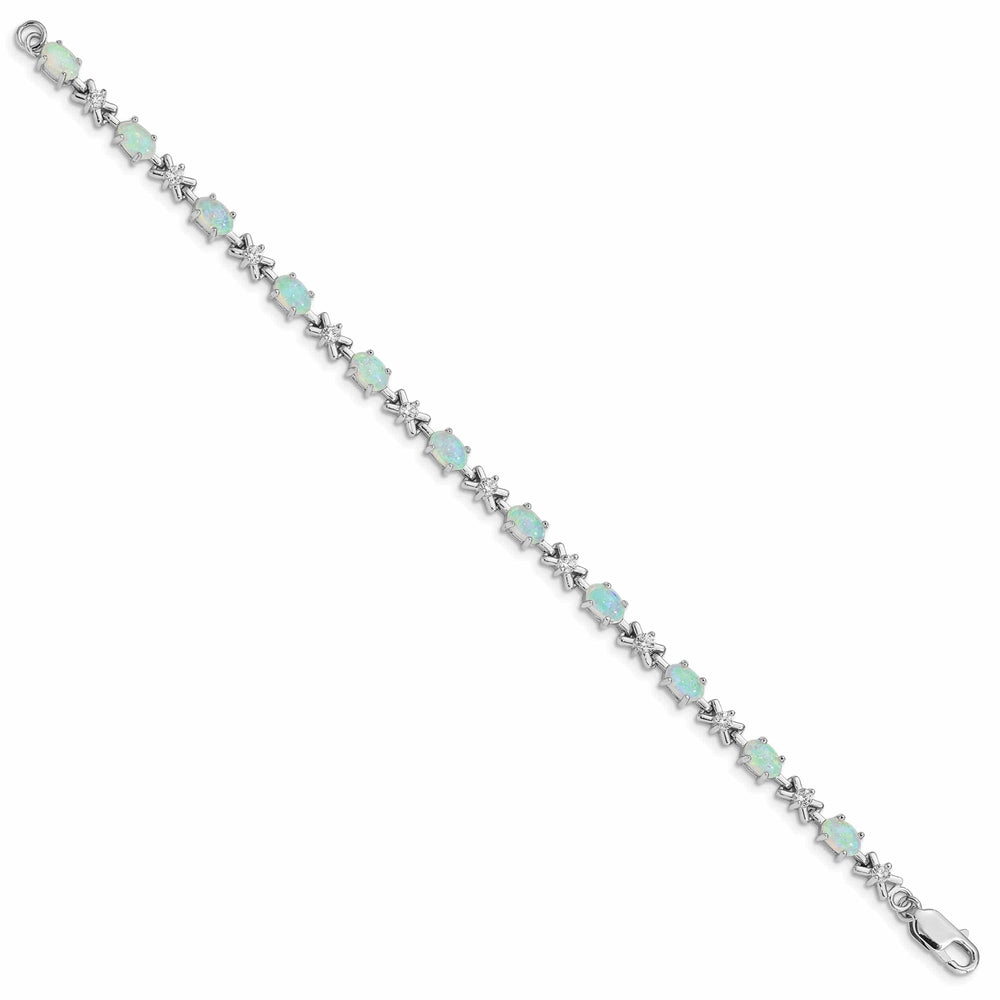 Lovely Rita's Bracelets Silver Polished White Created Opal C.Z Bracelet