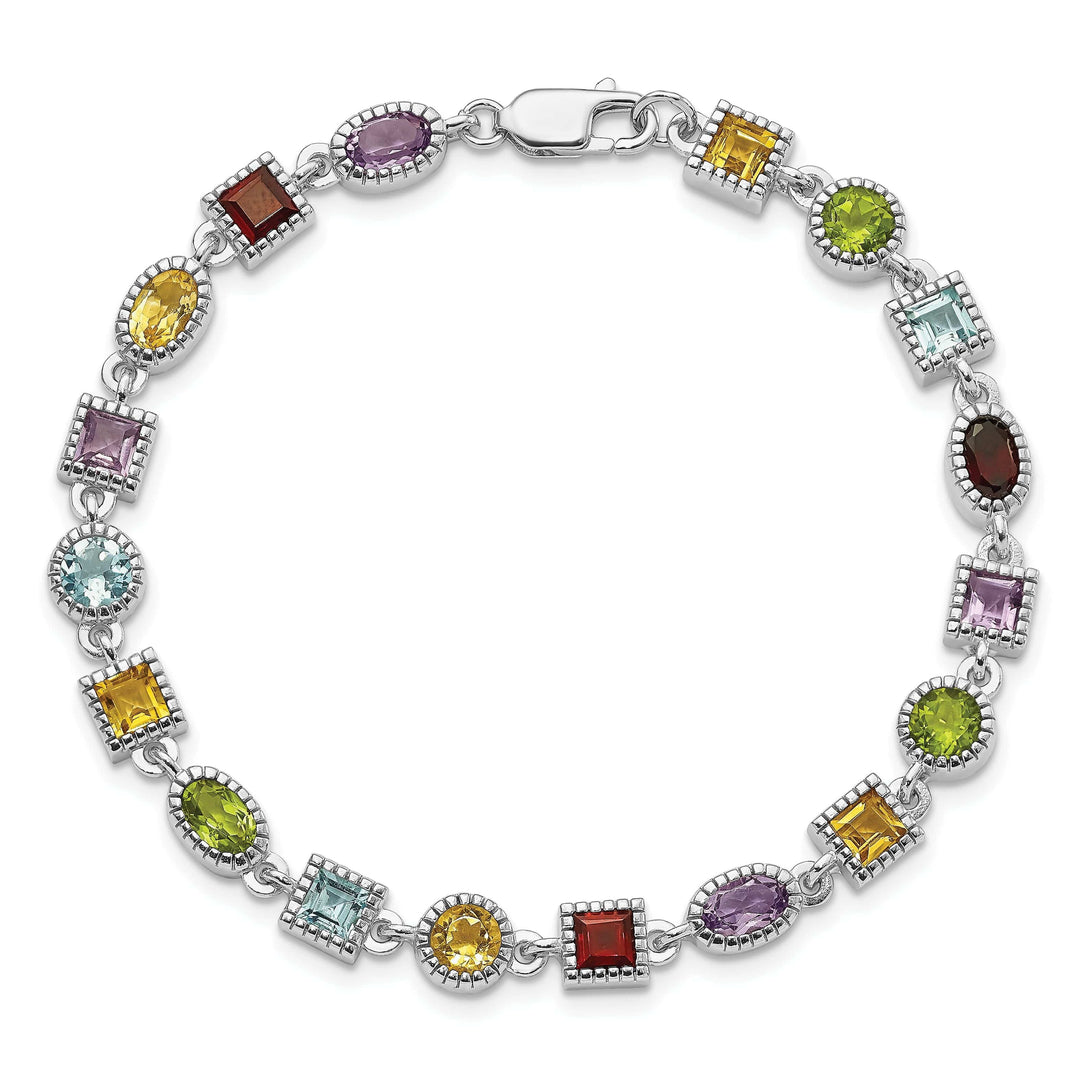 Lovely Rita's Bracelets Silver Rainbow Semi Precious Stone Bracelet