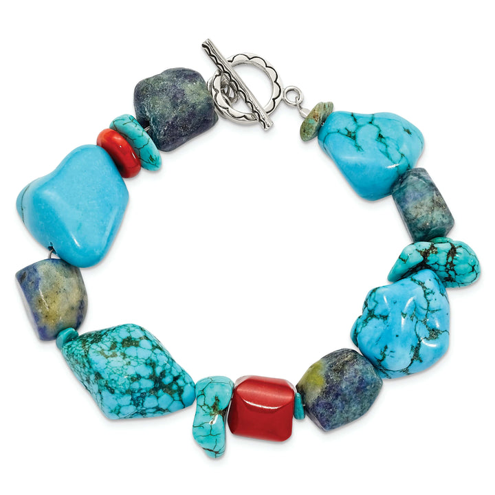 Lovely Rita's Bracelets Silver Red Coral Howlite Lapis Turquoise Bracelet
