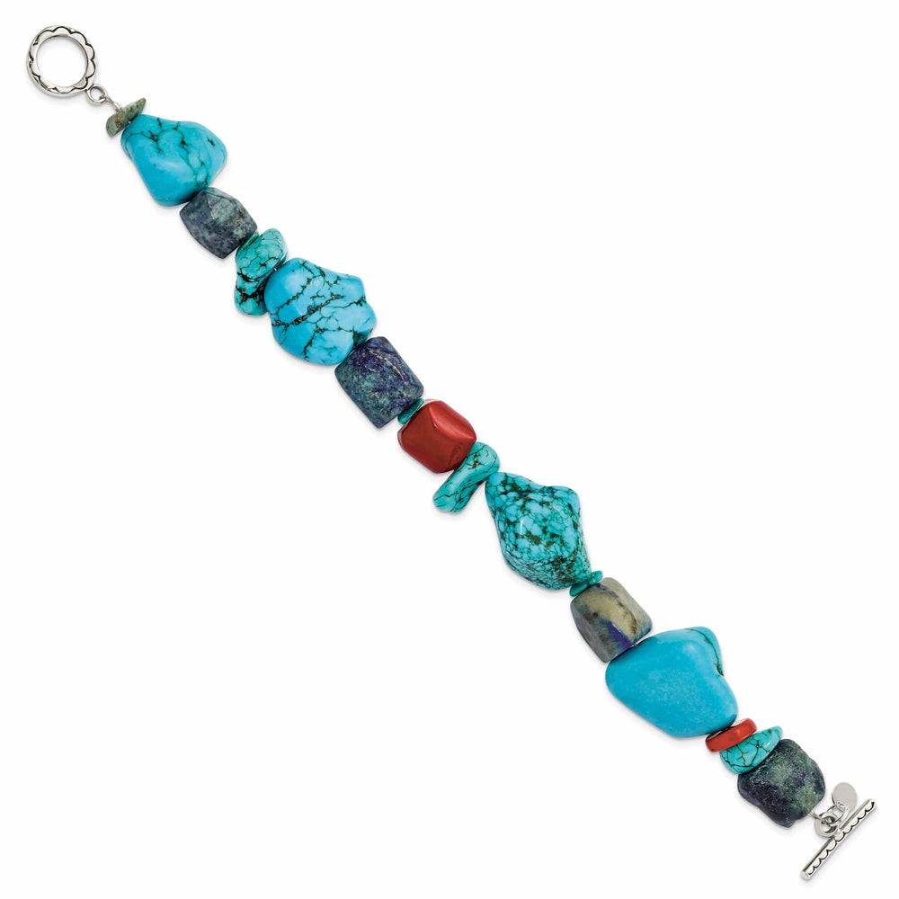 Lovely Rita's Bracelets Silver Red Coral Howlite Lapis Turquoise Bracelet