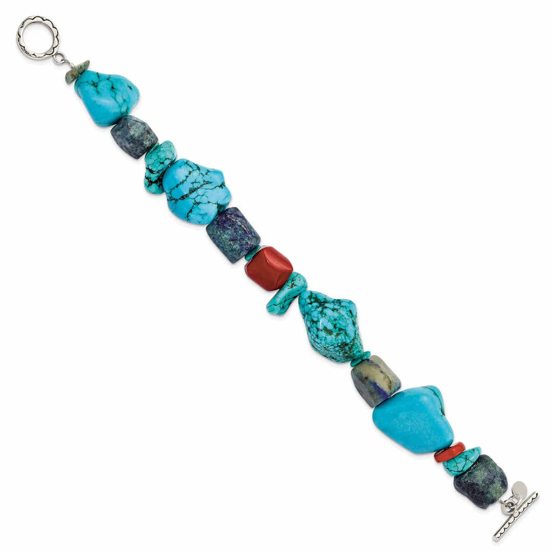 Lovely Rita's Bracelets Silver Red Coral Howlite Lapis Turquoise Bracelet