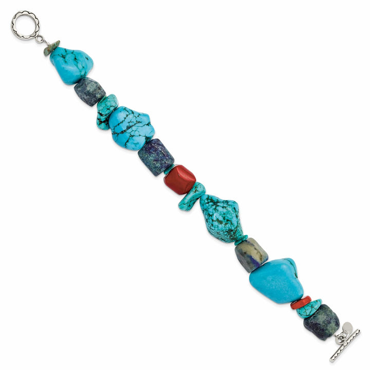 Lovely Rita's Bracelets Silver Red Coral Howlite Lapis Turquoise Bracelet