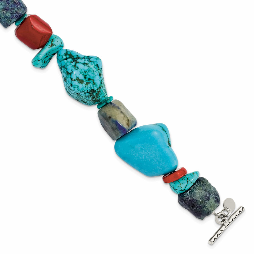 Lovely Rita's Bracelets Silver Red Coral Howlite Lapis Turquoise Bracelet