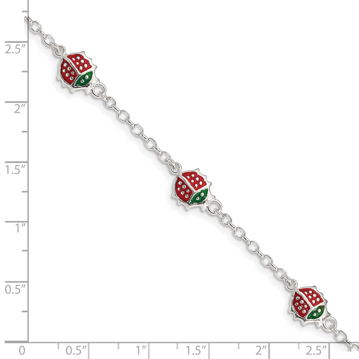 Lovely Rita's Bracelets Silver Red Enamel Ladybugs Childs Bracelet