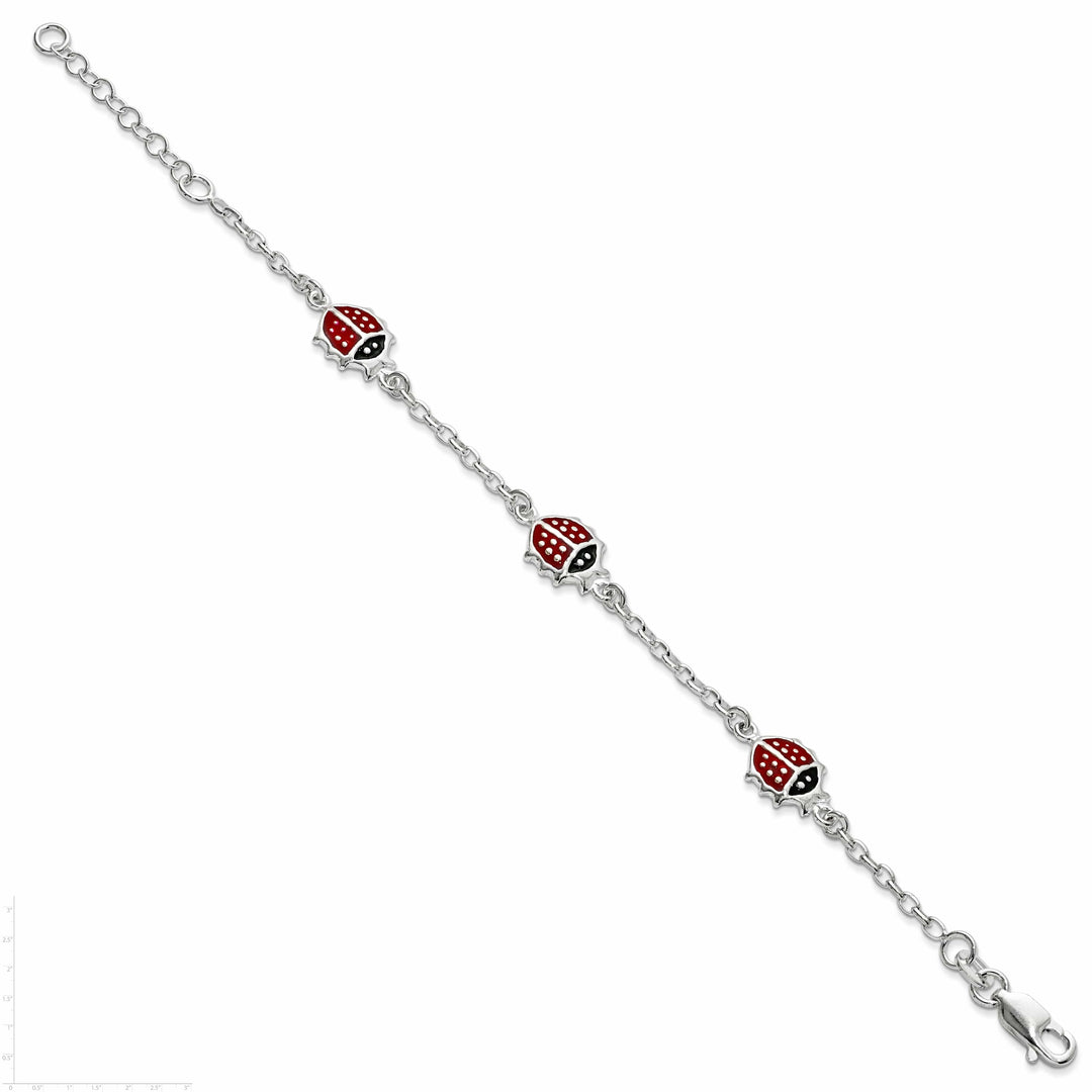 Lovely Rita's Bracelets Silver Red Enamel Ladybugs Childs Bracelet