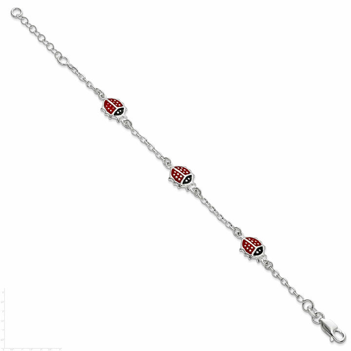 Lovely Rita's Bracelets Silver Red Enamel Ladybugs Childs Bracelet