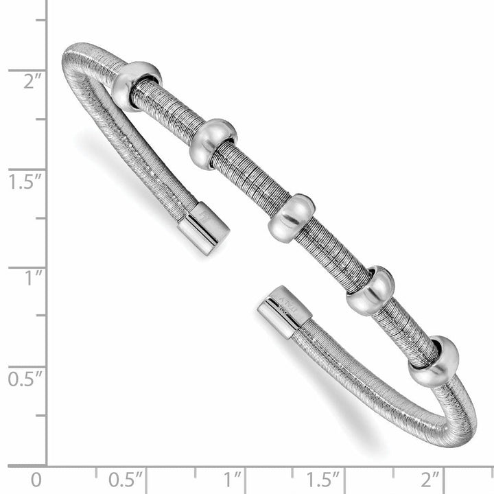 Lovely Rita's Bracelets Silver Rhodium Textured Polished Cuff Bangle