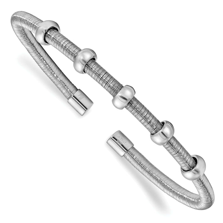 Lovely Rita's Bracelets Silver Rhodium Textured Polished Cuff Bangle