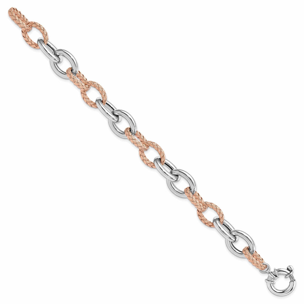 Lovely Rita's Bracelets Silver Rose Gold Polished Woven Link Bracelet