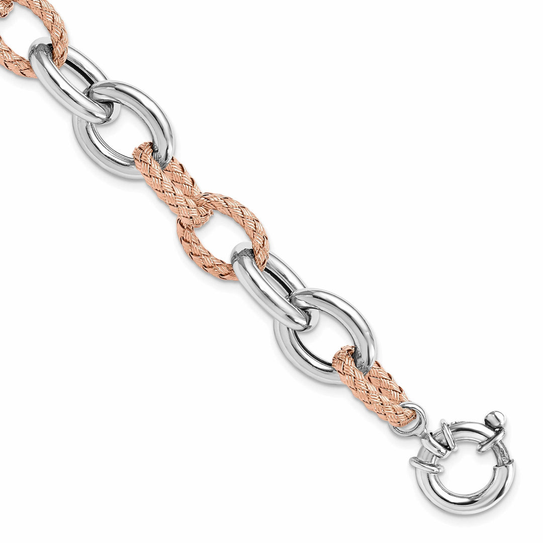 Lovely Rita's Bracelets Silver Rose Gold Polished Woven Link Bracelet