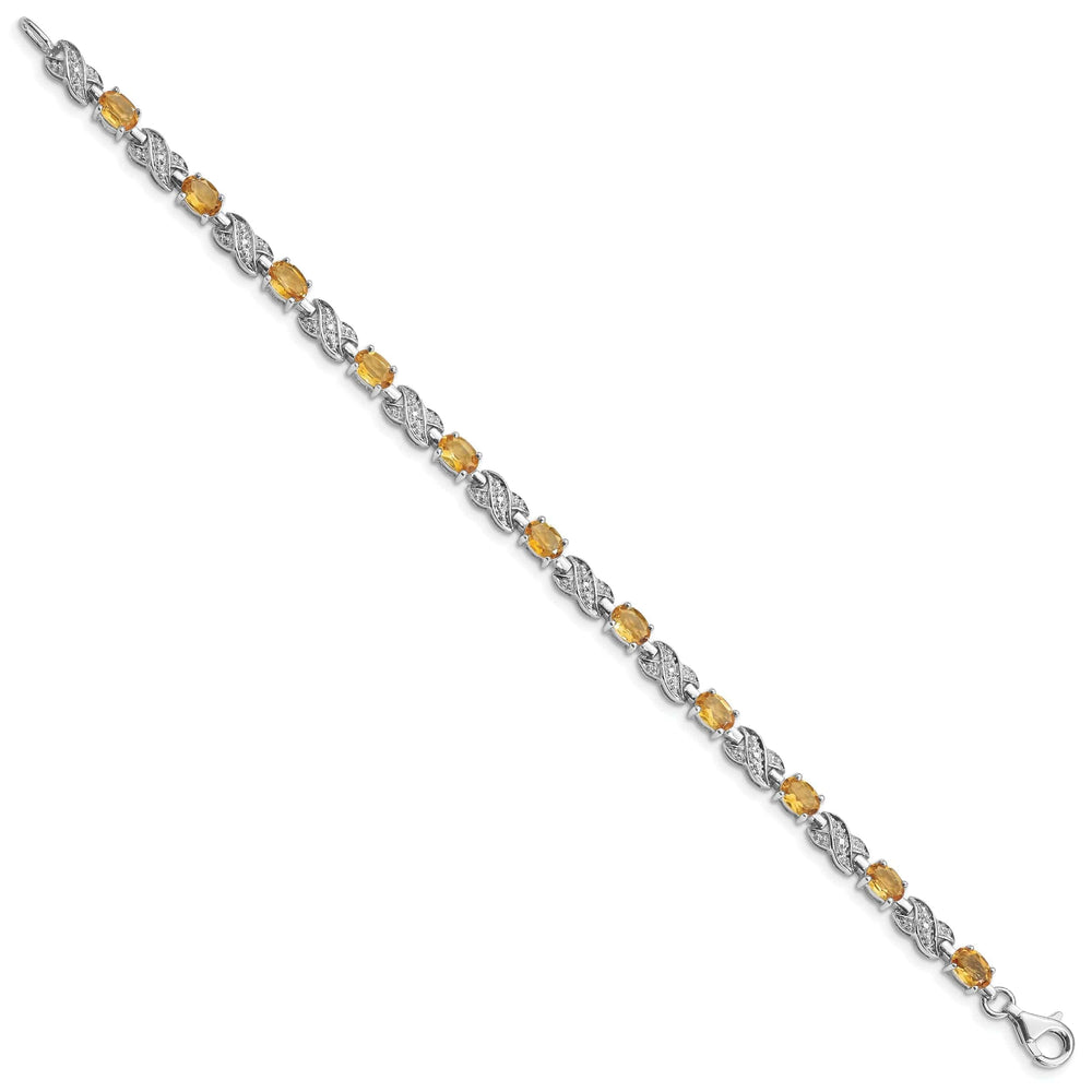 Lovely Rita's Bracelets Silver Round Cut Citrine Gemstone Bracelet