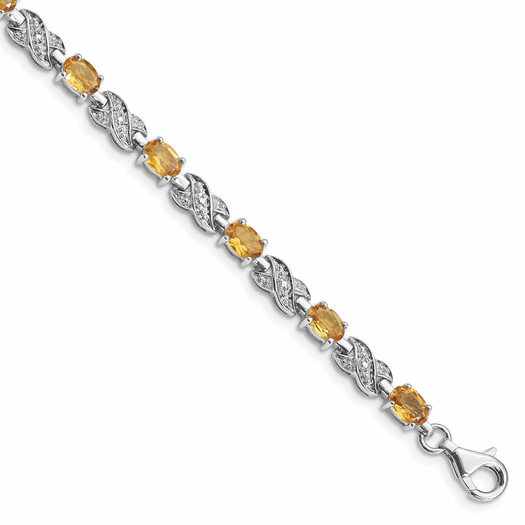 Lovely Rita's Bracelets Silver Round Cut Citrine Gemstone Bracelet