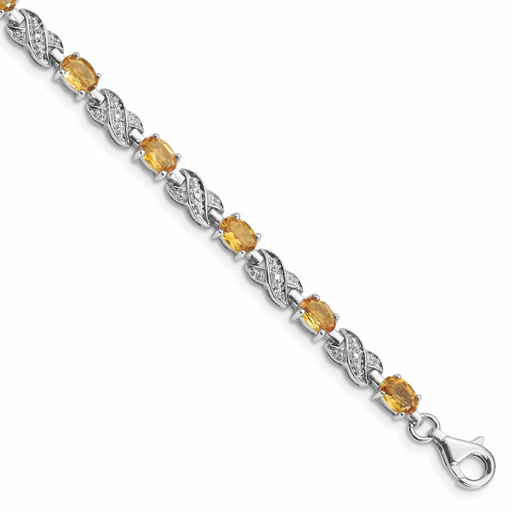 Lovely Rita's Bracelets Silver Round Cut Citrine Gemstone Bracelet