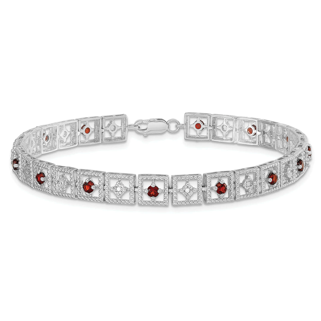 Lovely Rita's Bracelets Silver Round Diamond arnet Gemstone Bracelet