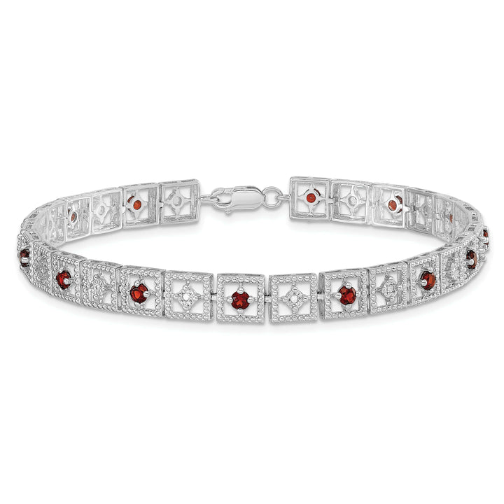 Lovely Rita's Bracelets Silver Round Diamond arnet Gemstone Bracelet