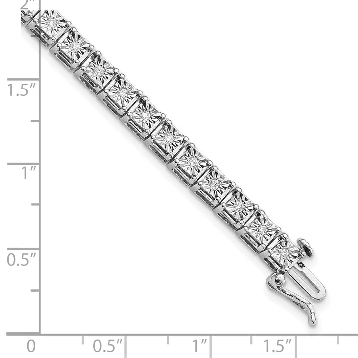 Lovely Rita's Bracelets Silver Round Stone Diamond Square Link Bracelet