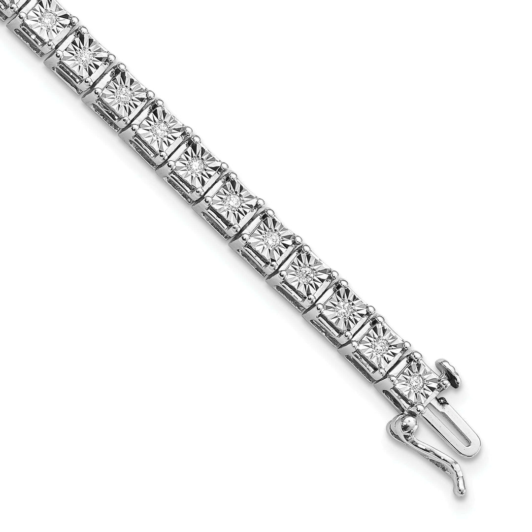 Lovely Rita's Bracelets Silver Round Stone Diamond Square Link Bracelet